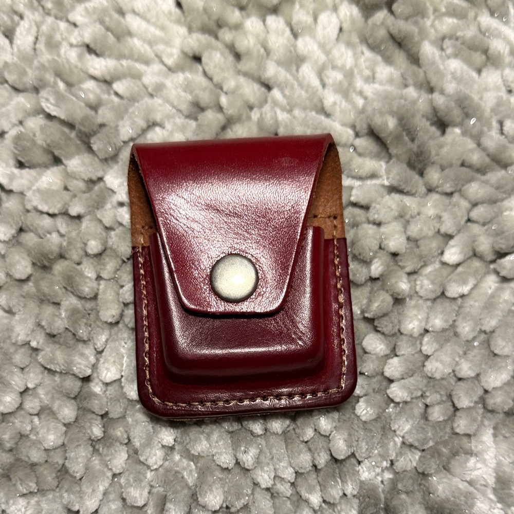 Burgundy Leather Zippo Snap Pouch